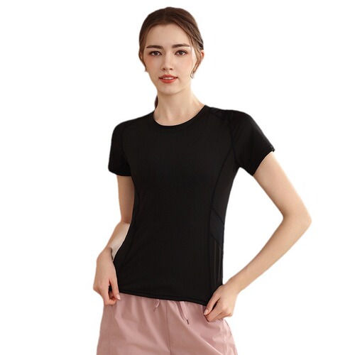 Fairies thin mesh breathable short-sleeve top quick-drying t-shirt for women summer fitness clothing elastic yoga wear mesh scatter
