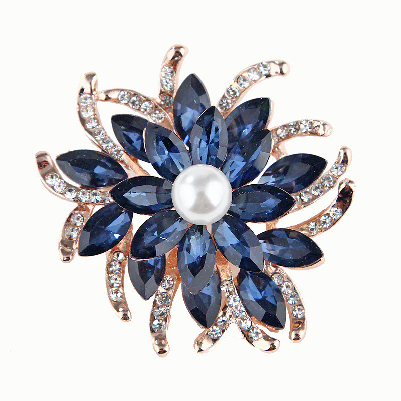 Daily Occasion Fashion Pin Flower Alloy Inlay Crystal Rhinestones Pearl Women'S Brooches