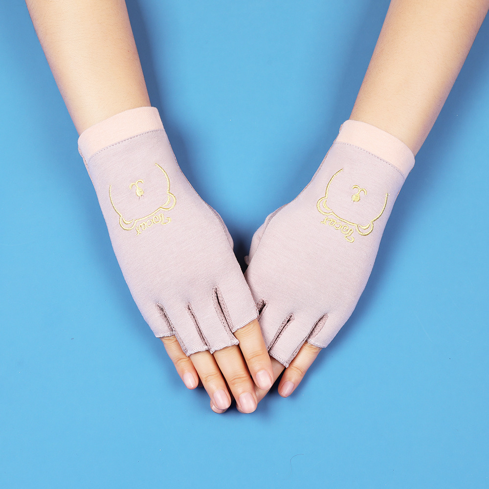 Guantes de protección solar con los dedos descubiertos, mujeres delgadas, conducción de verano, ciclismo, antideslizante, antiultravioleta, recolección de té, manicura, guantes de medio dedo