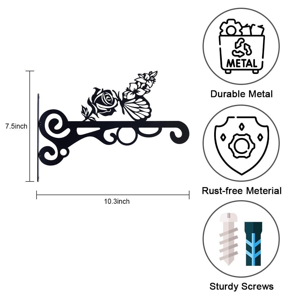 美学の壁の植物のフックの屋内および屋外-金属の掛かる植物のブラケットのベルトの美しい鳥の図