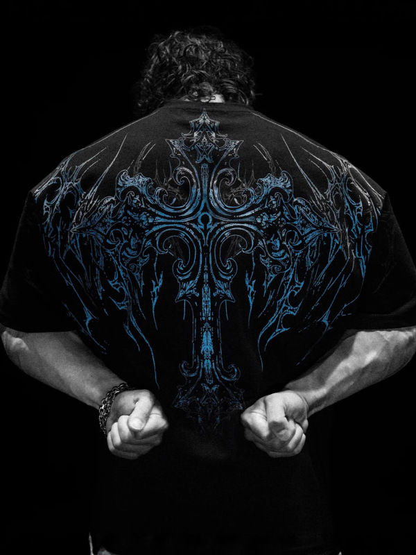 Breathedivinity男士超大T恤暗黑风格美式潮牌运动休闲棉印花短袖|undefined
