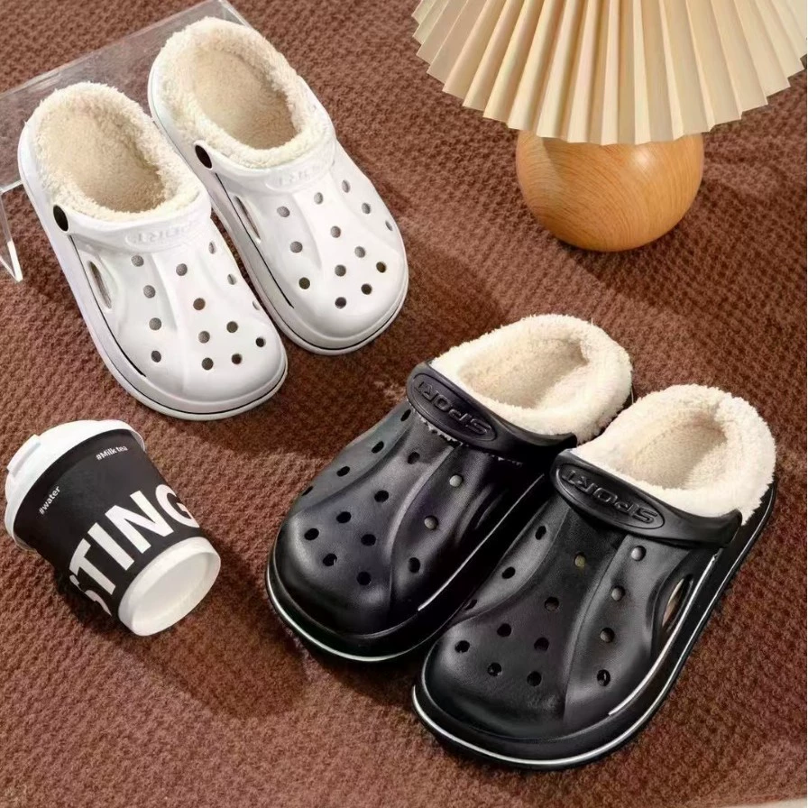 Осенние и зимние пары хлопчатобумажные тапочки женские внутренние противоскользящие толстые подошвы сплошной цвет теплый домашний мужской новый волосатый туфли на открытом воздухе