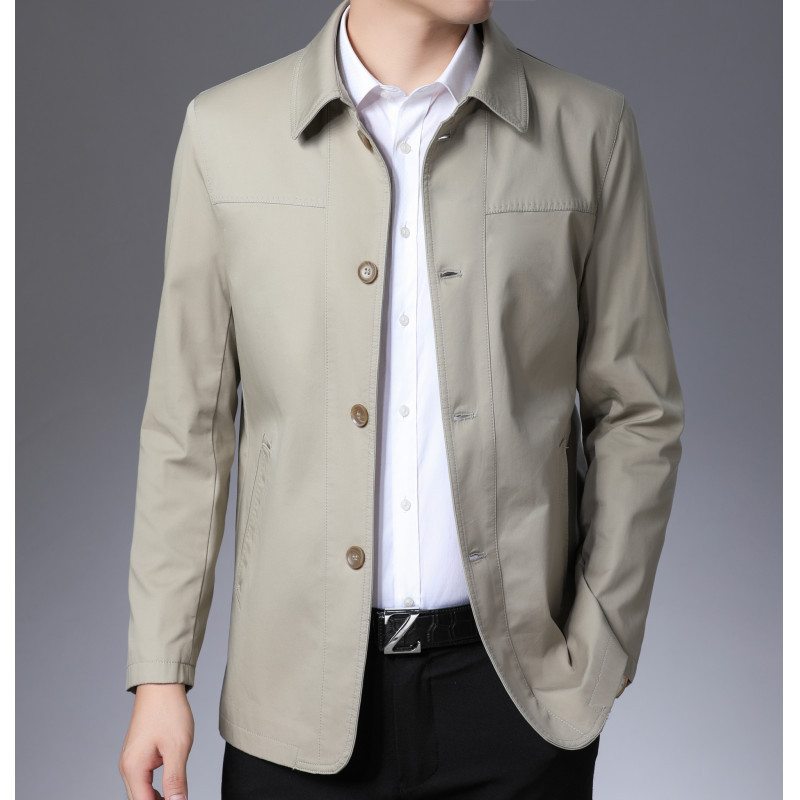 Middle-Aged and Elderly Men's High-End 100% Cotton Jacket Spring & Fall New Button Casual Top Dad's Loose Jacket Middle-Aged and Elderly Men's High-End 100% Cotton Jacket Spring & Fall New Button Casual Top Dad's Loose Jacket