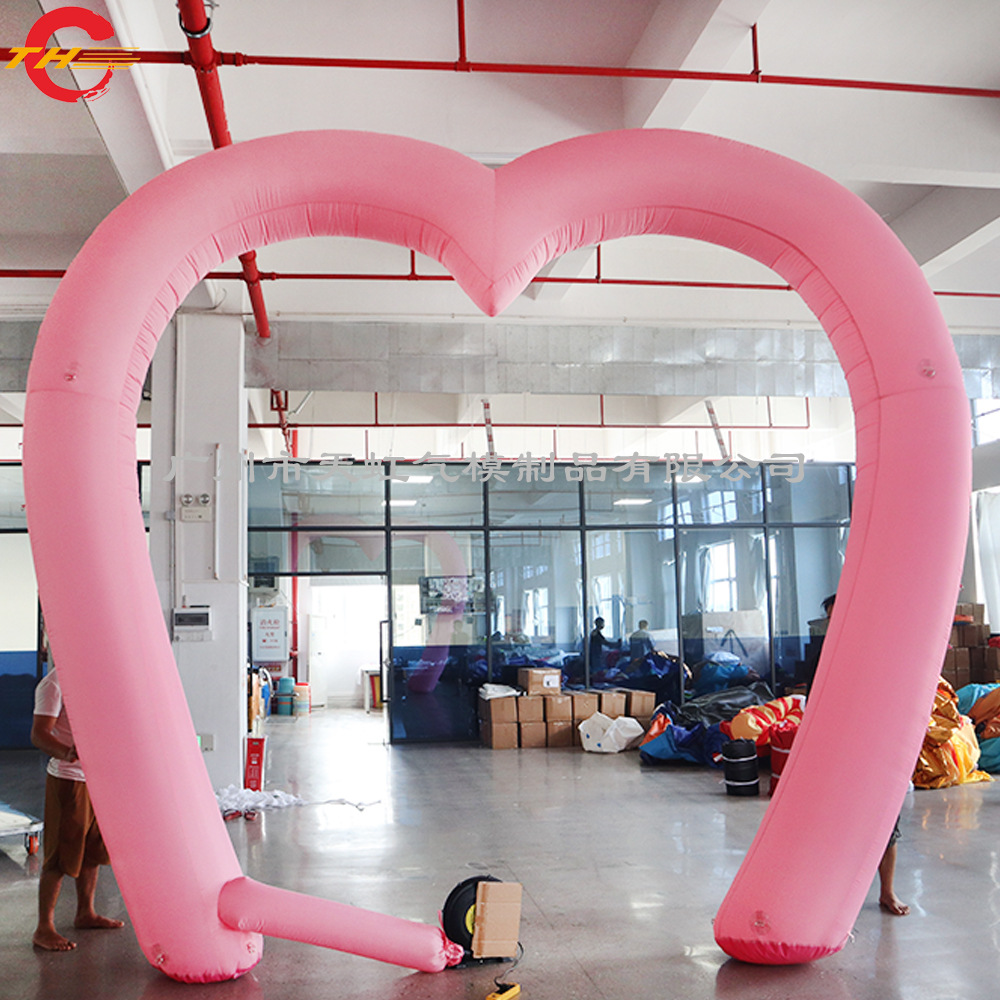 情人节粉色爱心充气拱门 婚礼充气拱门 充气彩虹拱门