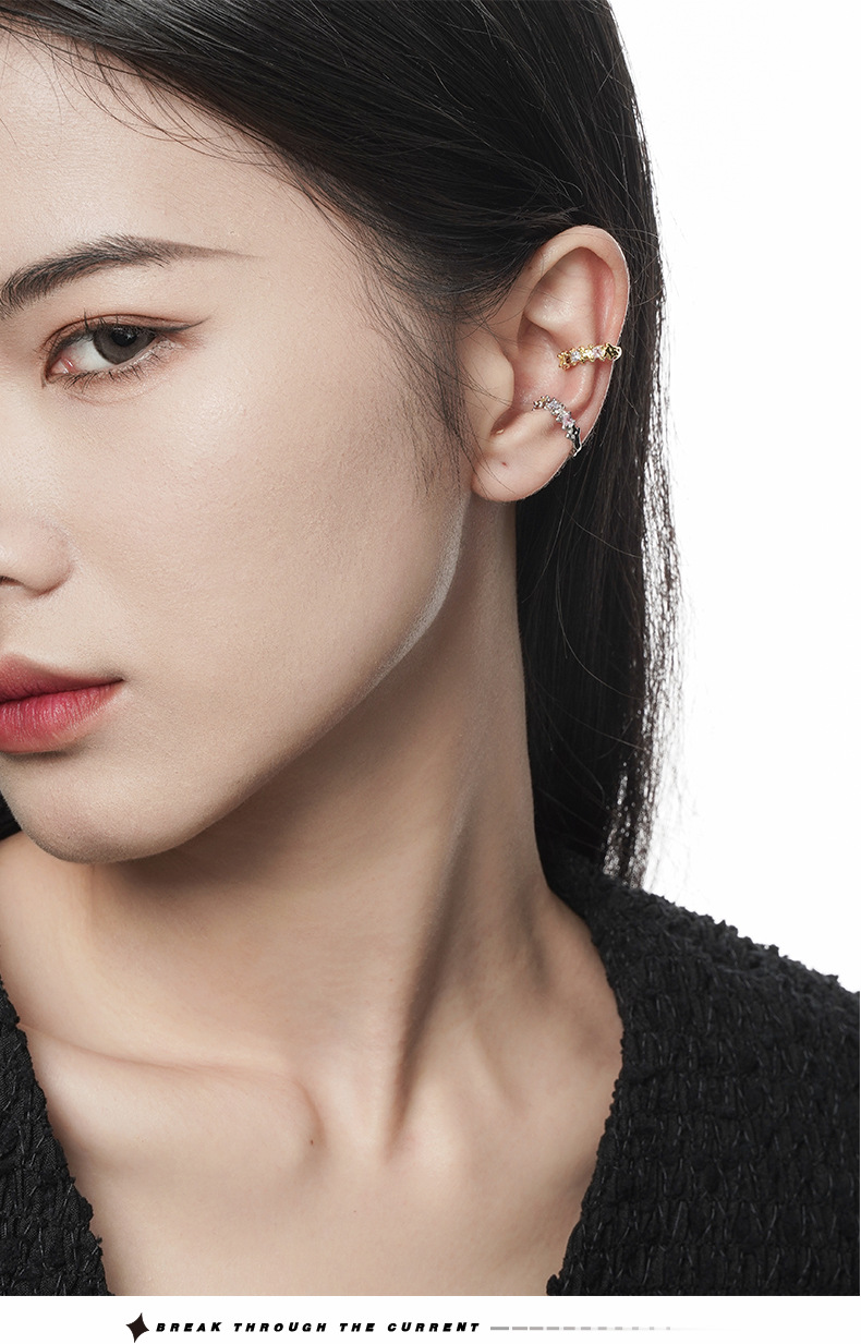 Solid Color Pattern Women'S Gender 1 Piece 925 Sterling Silver Zircon Solid Color Ear Cuffs