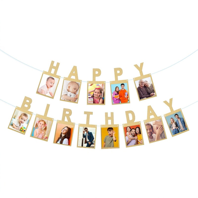 Factory Direct Sales Birthday Photo Frame Flag Garland Baby Birthday Party DIY Party Photo Frame Banner Background Wall Decoration Factory Direct Sales Birthday Photo Frame Flag Garland Baby Birthday Party DIY Party Photo Frame Banner Background Wall Decoration