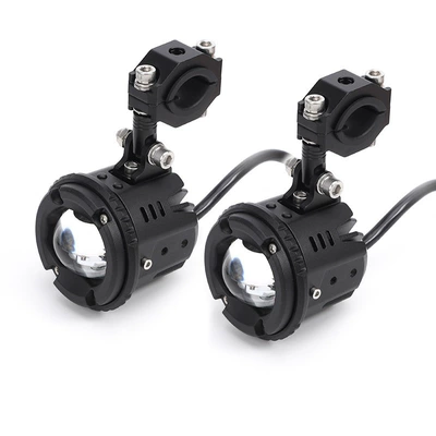 Motorcycle LED headlight modification for front headlights, intelligent spotlight with yellow and white light, high-brightness long-range light made of magnesium-aluminum alloy (Motorcycle headlights, headlights) - wired-version-pair