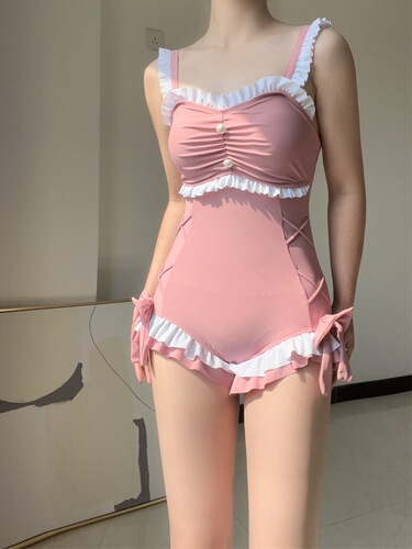 Women's swimsuit summer  new one-piece small breasts gathered to cover the flesh, slimming sexy long-sleeved conservative sun protection swimsuit