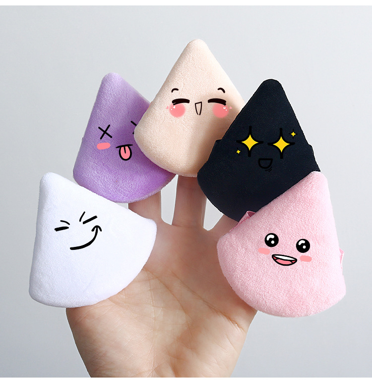 Small, super soft, high-density dry powder, loose powder, powder compact, makeup sponge box, beauty tools, velvet triangular powder puff undefined