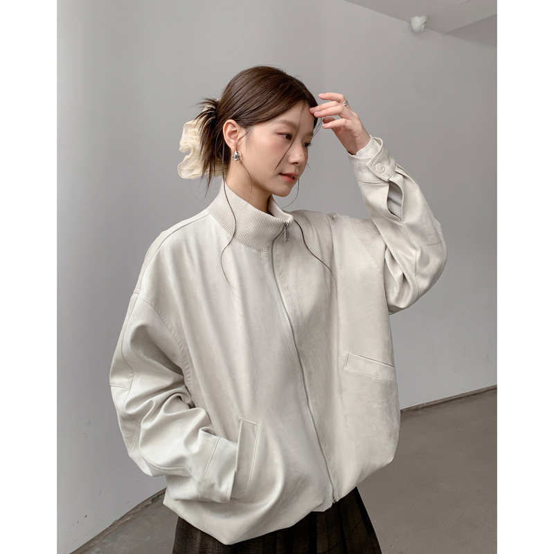 【京畿道的雪场】歌铭复古短款夹克女2025秋季新款立领外套N412C|undefined