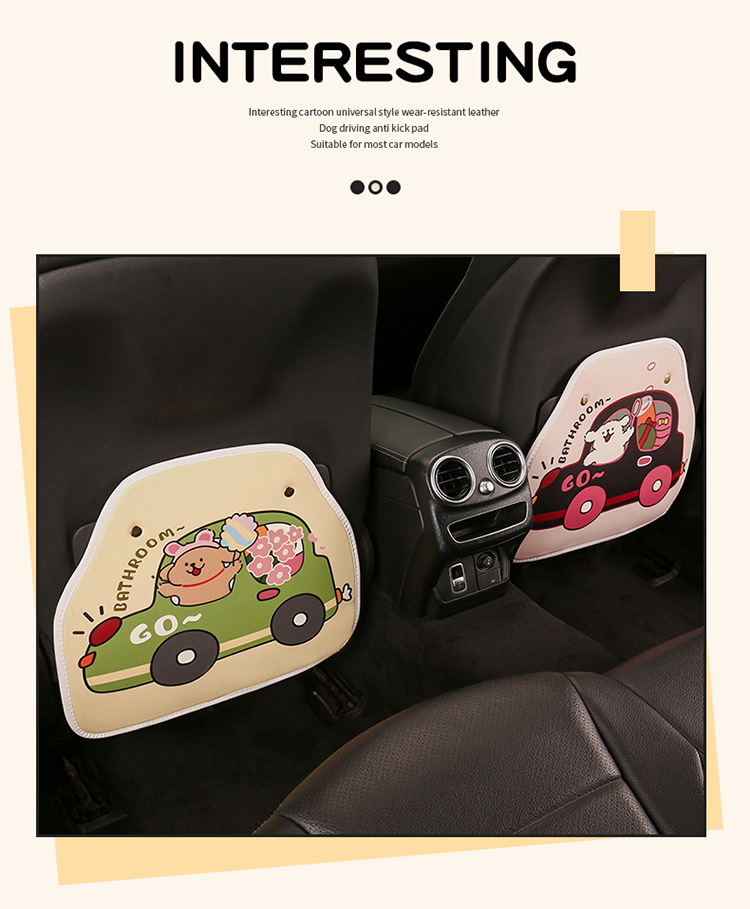 Driving Puppy Anti-Kick Pad, Cute Cartoon Seat Back Anti-Kick Pad, Car Seat Back Anti-Fouling Pad, Universal for All Seasons