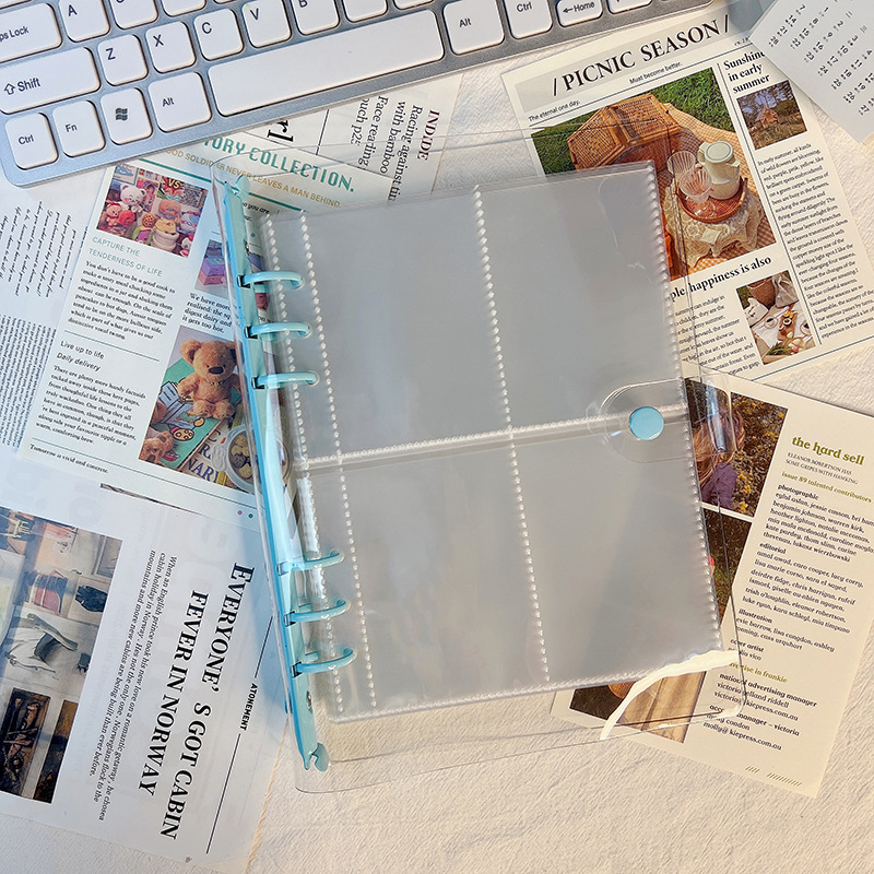 A5 libro de tarjetas de hojas sueltas tarjeta antideslizante bolsa de núcleo interno transparente de 4 rejillas bolsa de plástico PP bolsa de tarjeta de visita polaroid bolsa de almacenamiento de fotos de 3 pulgadas