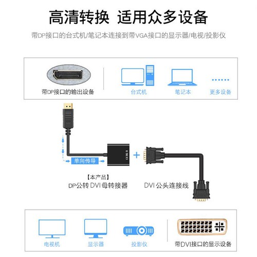 DP to DVI 24+5 Converter DP Interface Connector for Monitor Projector Desktop PC High Definition Adapter