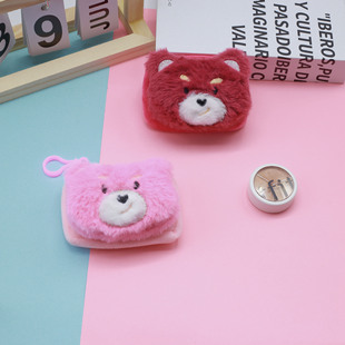 Creative Cartoon Strawberry Bear Plush Coin Purse Cute Girl's Heart School Bag Pendant Children's Change Storage Pouch