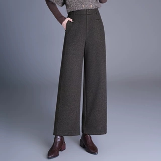 羊绒阔腿裤秋冬季新款厚款保暖休闲裤秋冬季新款女装毛呢直筒裤