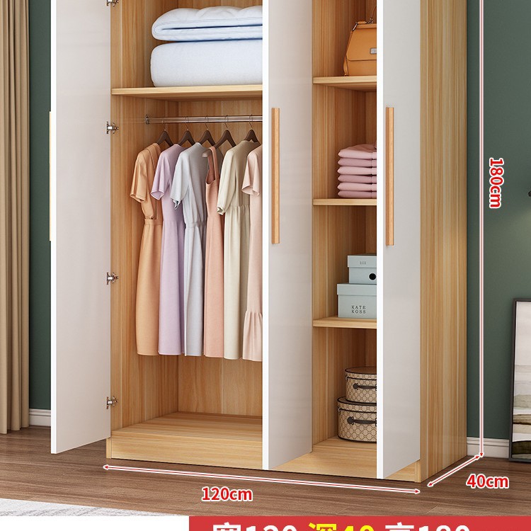 [라이트월넛+화이트] 3도어 모델, 폭 120, 깊이 40, 높이 180