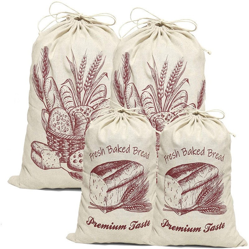 跨境热卖棉布食品级可重复使用环保多用途干果大米抽绳面包袋雍和