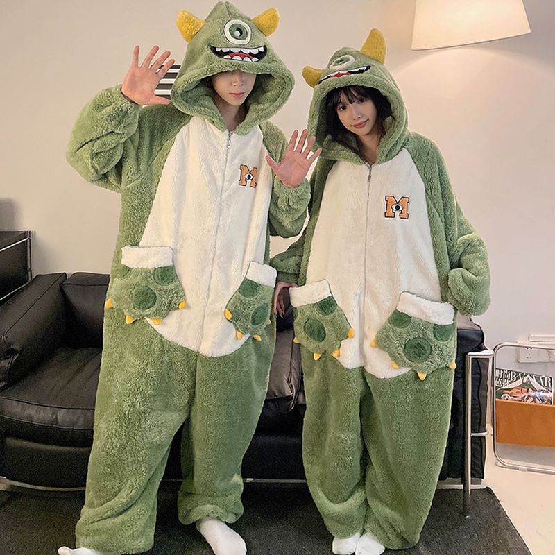 情侣连体睡衣女加厚珊瑚绒冬季可爱洛米大男士法兰绒家居服|undefined