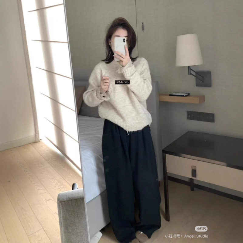 艾！D880简约纯色浣熊绒圆领毛衣长58-仅供货经销商不退换|undefined