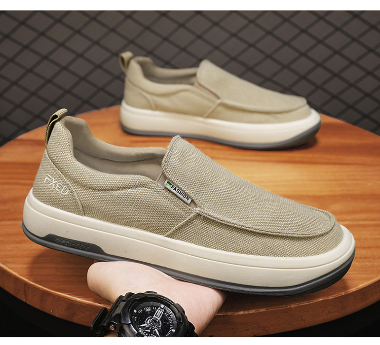 Men's shoes breathable old Beijing cloth shoes casual men's canvas shoes lazy one pedal soft-soled work shoes_voghion.com