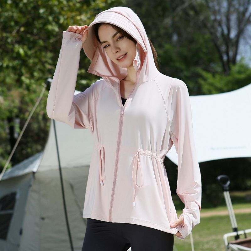 Moxun ロマンチックなウエストアイスシルク日焼け止め服女性のための 2025 新しい夏の韓国スタイルのカラースリム upf50 + 日焼け止め服|undefined