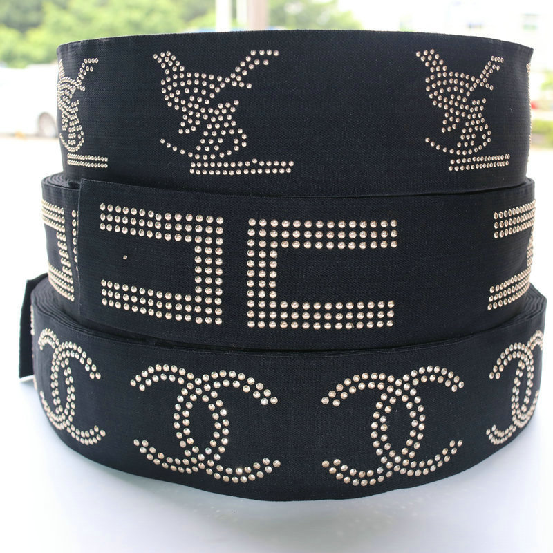 服装辅料 烫钻腰带 裤裙橡筋带 LOGO高弹力涤纶绒面贴肤松紧带