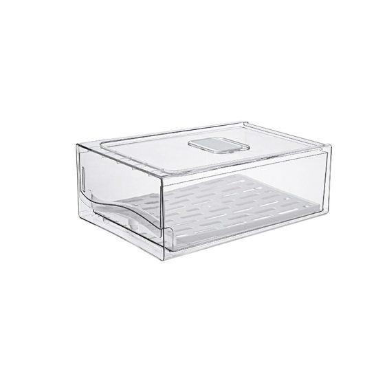 Drawer type refrigerator food box plastic transparent stackable drain storage box food grade fruit and vegetable finishing box