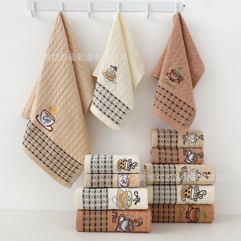 Amazon Duoduo Xiyin ワッフル ラベンダー刺繍 ポリエステル コットン キッチン ディッシュタオル ディナー用バーコードを貼り付ける|undefined