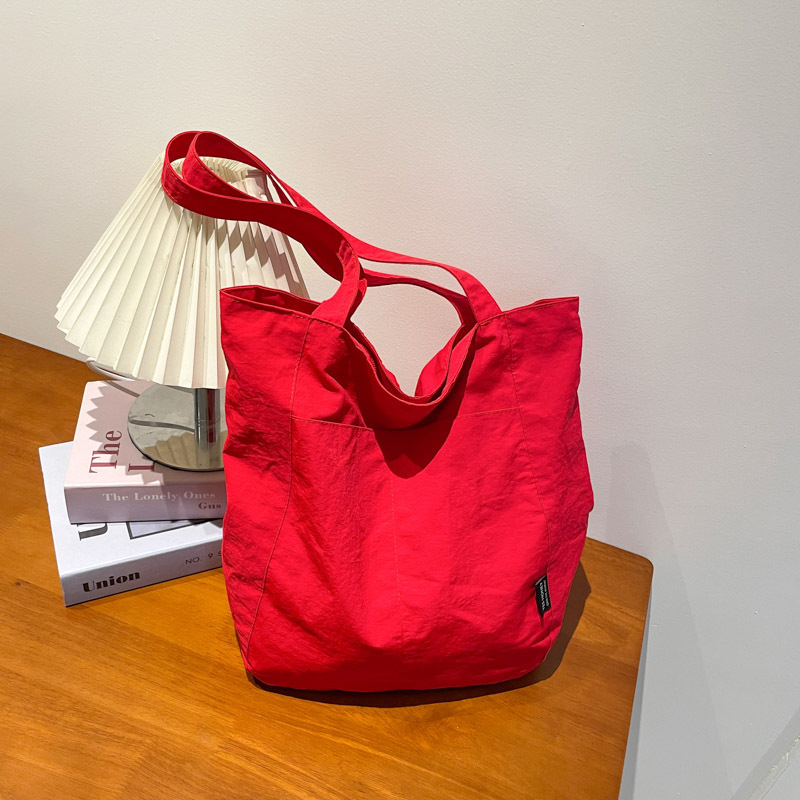 Korean Style Minimalist Solid Color Nylon Canvas Bag For Women, Large Capacity Casual Shoulder Tote Bag, Versatile Commuter Bag - Thumbnail 2