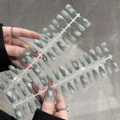 预制甲小苍兰穿戴甲新款中长梯手工带钻精品轻奢高级感假甲片批发