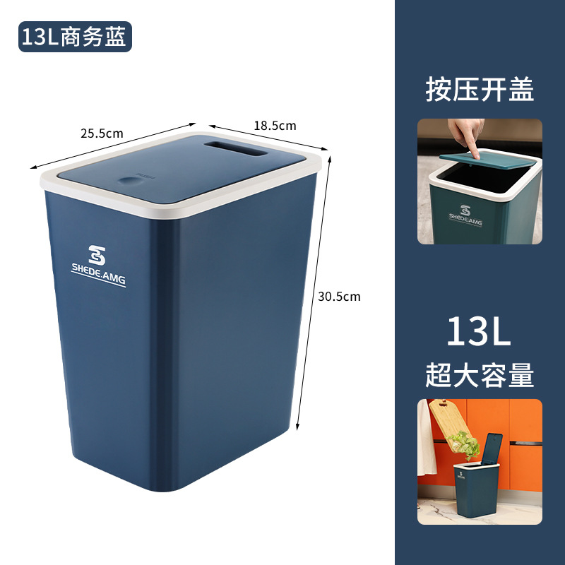 Bote de Basura de Plástico de Gran Capacidad, con Tapa para Hogar, Cocina, Baño e Inodoro