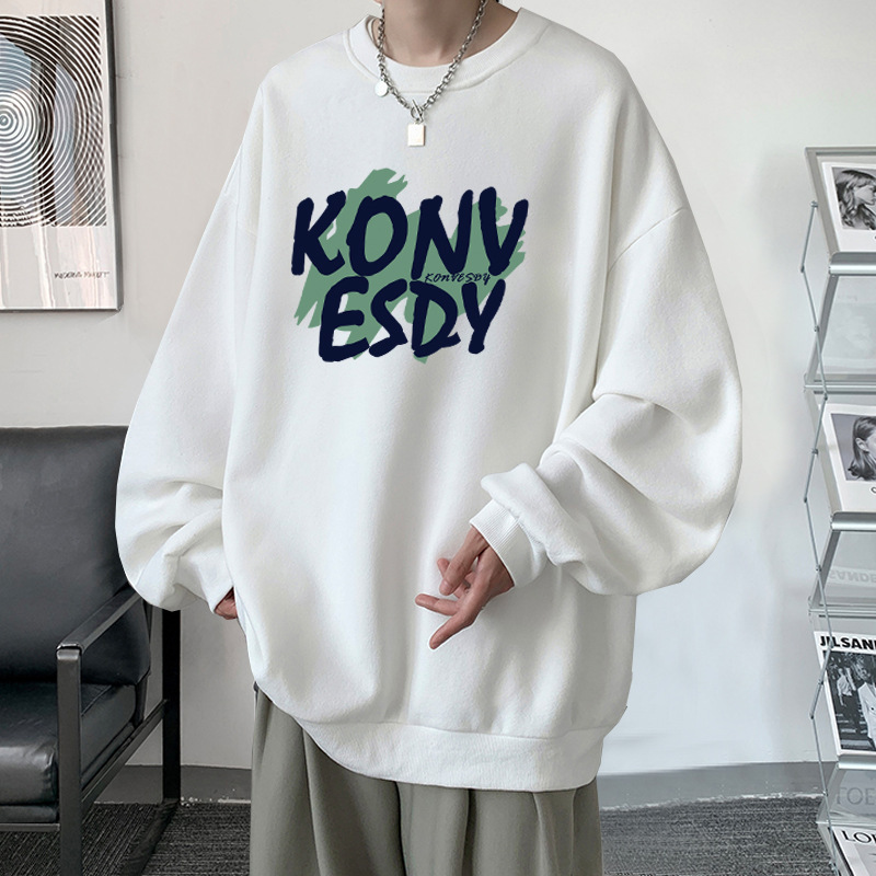 2023 new fashion brand advanced fleece-lined thickened winter clothes niche long-sleeved sweater men's cool handsome spring and autumn