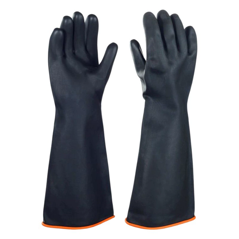 Оптовые защитные защитные защитные химические перчатки Северная башня черный удлиненные и утолщенные на открытом воздухе натуральные кислотостойкие и щелочные перчатки