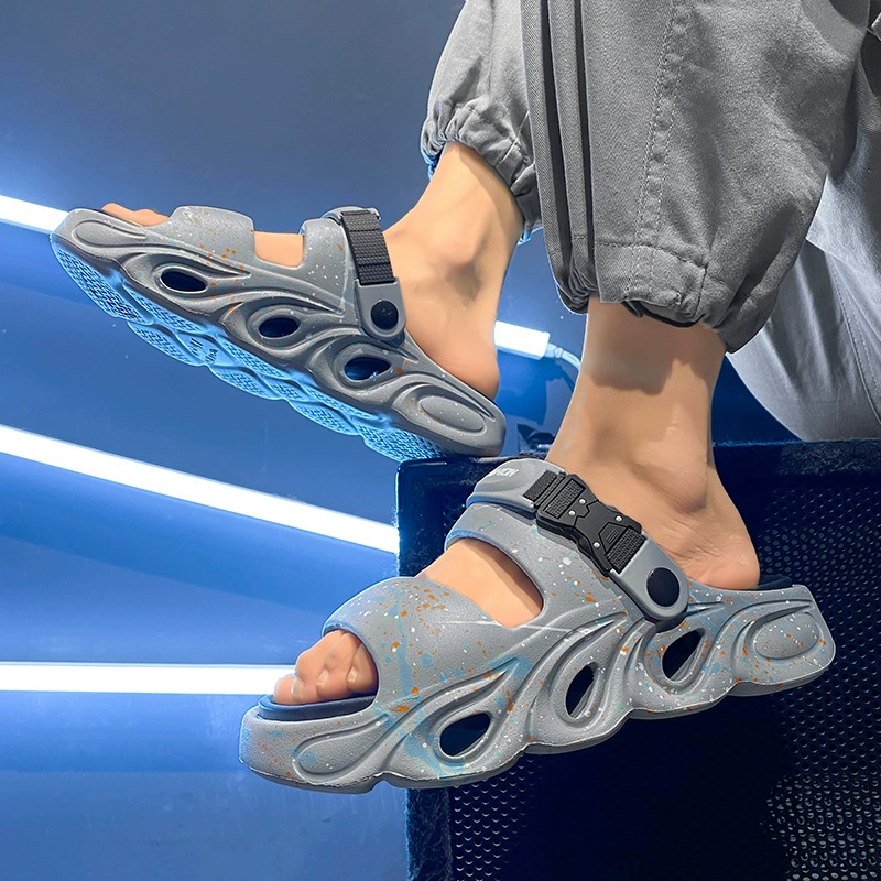 2025 новые сандалии летние мужские и женские модные национальные тренды струйная печать нескользящие уличные ленивые EVA пляжные шлепанцы оптом