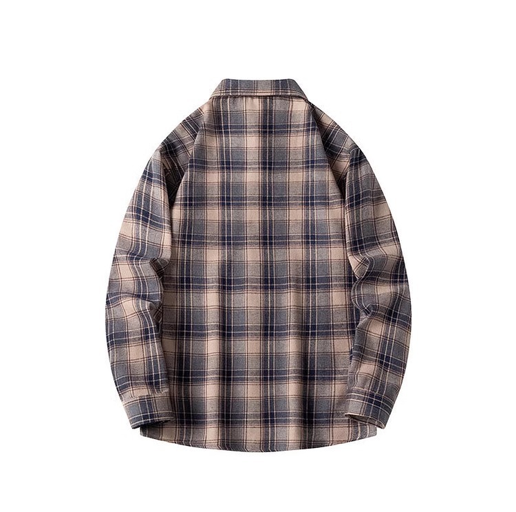 American trendy long sleeved plaid for men's 2024 spring and autumn new lapel casual shirt jacket top_voghion.com