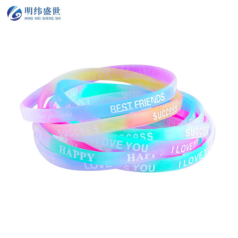 Silicone fluorescence rubber sports bracelet with letters