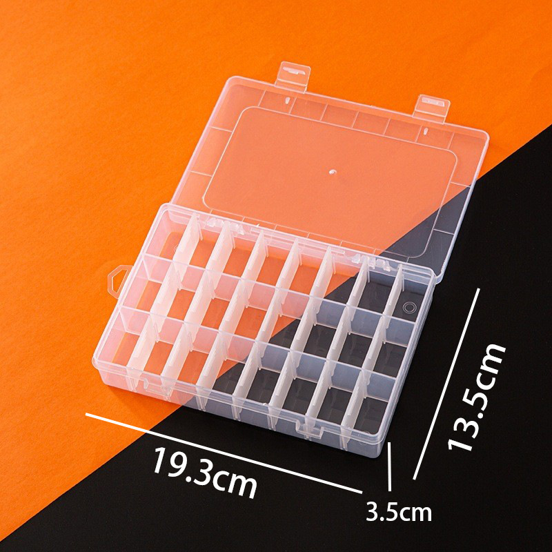 24-rejilla de plástico translúcido caja de almacenamiento multi-rejilla de escritorio caja de almacenamiento de artículos diversos DIY rejilla de uñas caja de la joyería de Ventas Directas