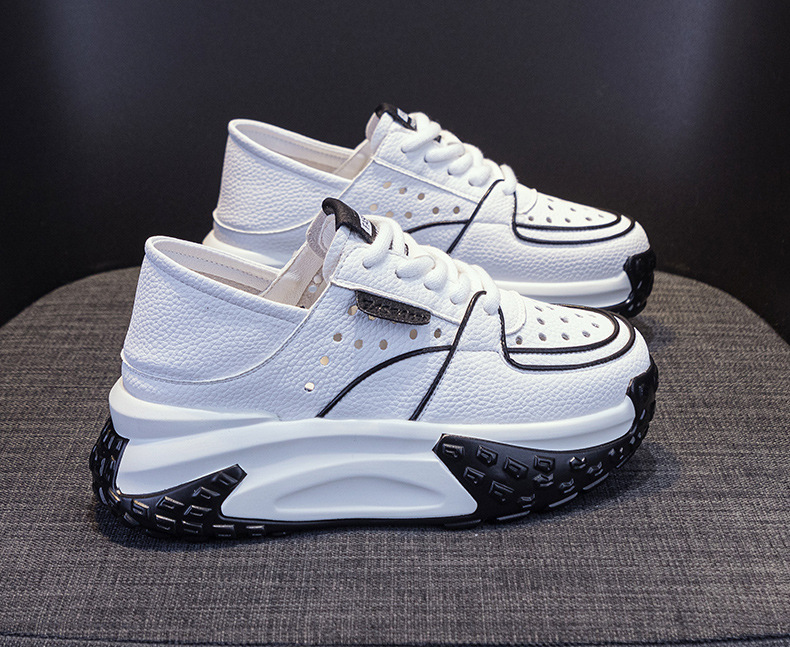 Giày sneaker nữ da thật đế dày phong cách thể thao tăng chiều cao, có thể xỏ như dép, mẫu hè 2026 — M2328 màu tím, M2328 màu đen, M2328 Màu Đỏ, M2328 màu xanh lá chi tiết 13