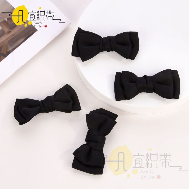 黑色双层蝴蝶结配件女夏天精灵耳固定发卡公主头侧边刘海夹辅料|undefined