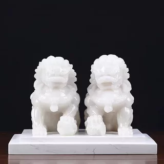 新中式狮子摆件一对家居客厅玄关装饰品家居软装乔迁开业礼物礼品