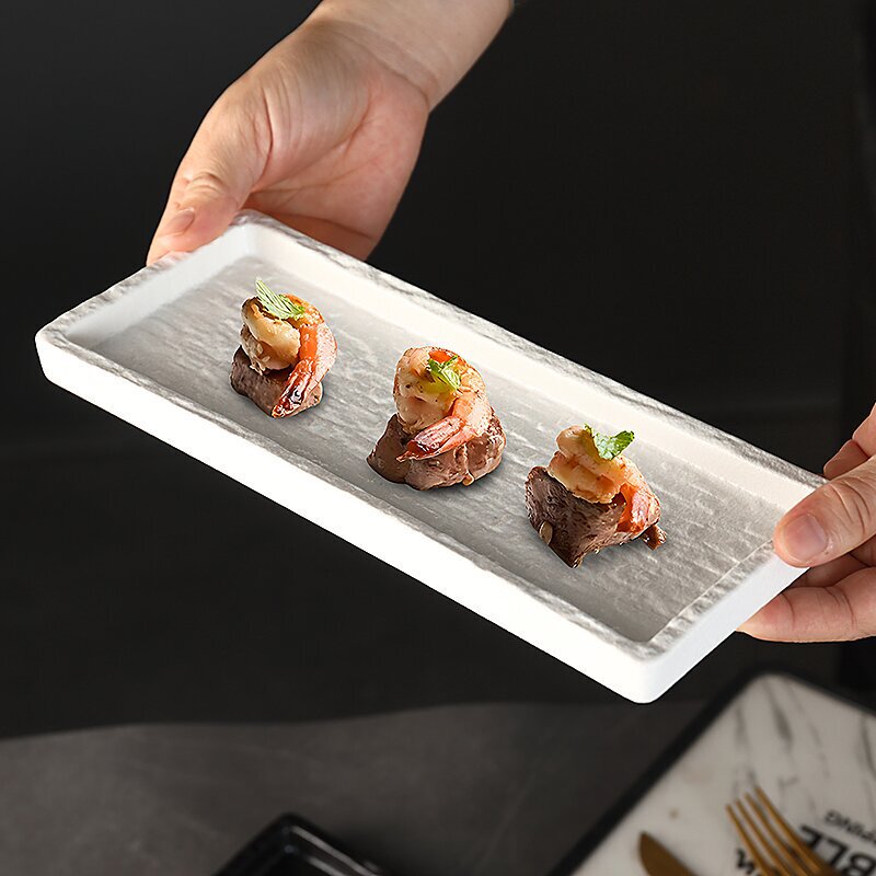 日本料理長方形セラミックプレートクリエイティブ寿司プレートロングプレート調味料ディナープレートデザートプレートバーベキュープレート|undefined