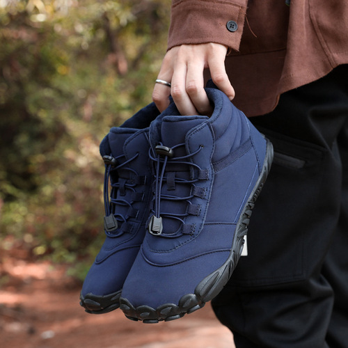 Cross-border outdoor five-finger hiking shoes for men and women, large size hiking sports shoes, non-slip cycling short-pile casual cotton shoes wholesale