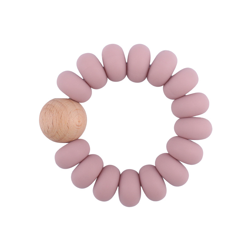 Nuevo bebé suministros granos planos espaciador creativo bebé silicona mordedura haya molar pulsera mordedor juguete