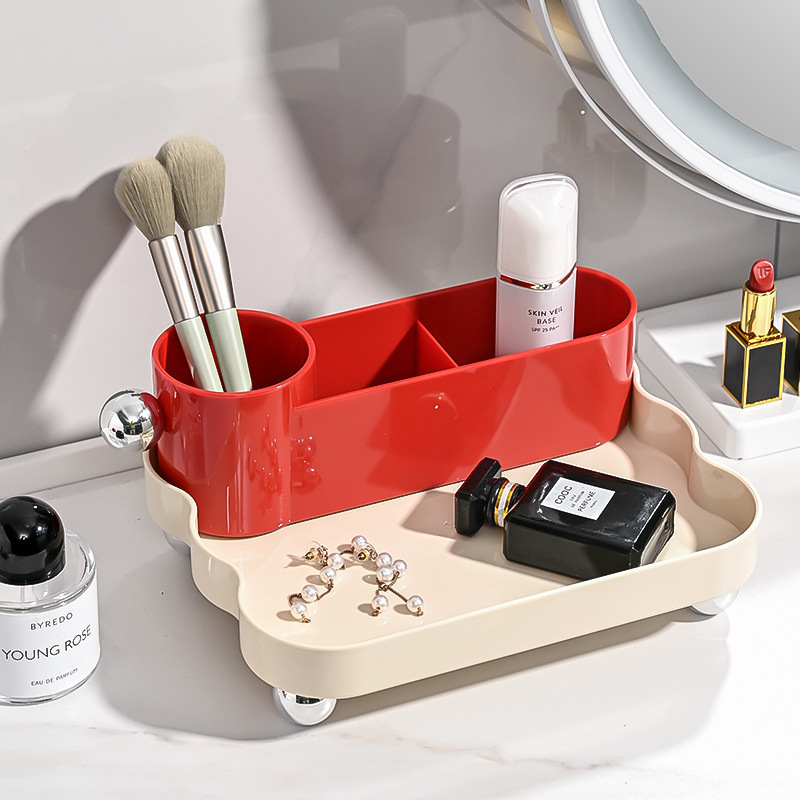 Desktop Cosmetic Shelf Storage Box Skin Care Cosmetic Brush Perfume Multi-grid Finishing Storage Box Tray Manufacturers