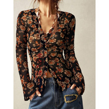Q 38821 Vintage Print Slim Commute Shirt ����ӡ������ͨ�ڳ�