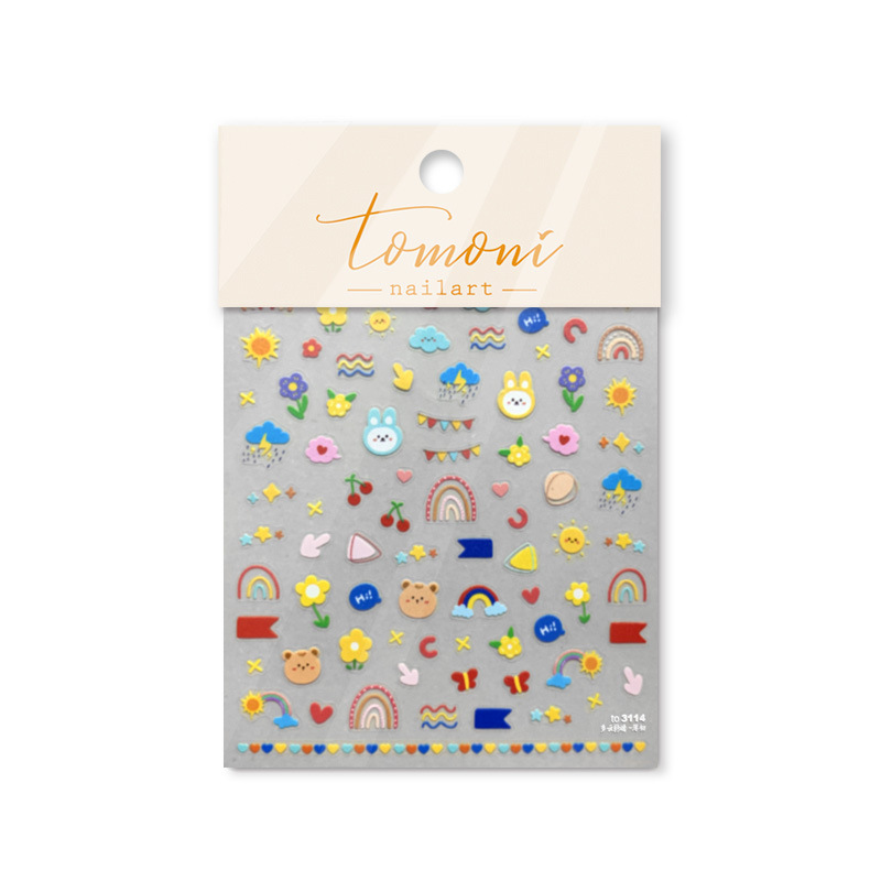 Alivio de uñas dopamina estilo de dibujos animados lindo amor color caramelo pegatina de uñas adhesivo decoración de uñas al por mayor