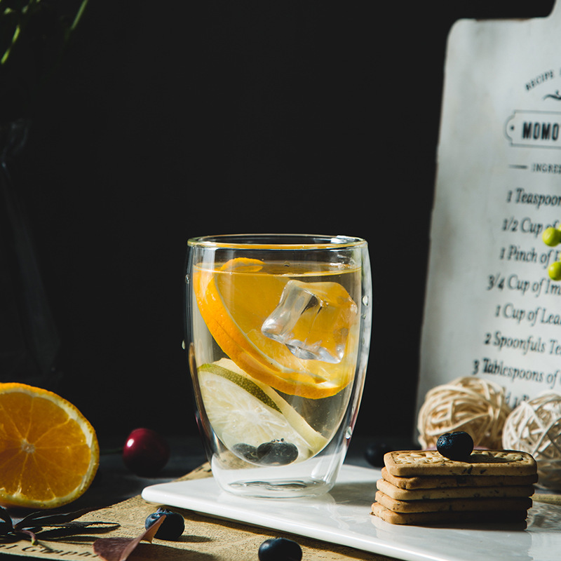 Vaso de vidrio borosilicato tipo huevo, taza transparente doble para café, leche o jugos