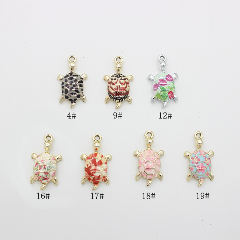 DIY Jewelry Accessories, Earrings, Keychain Classification 10 PCS/Package 1.4*2.4cm Alloy Tortoise Cartoon Pendant DIY Jewelry Accessories Earrings Keychain
