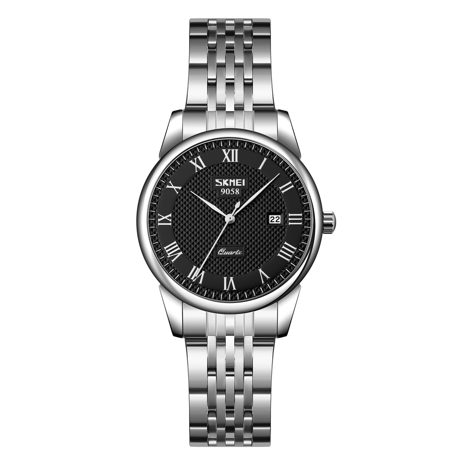 Momentos de negocios de pareja de reloj de escala romana calendario de acero impermeable reloj de cuarzo para hombres y mujeres al por mayor en stock transfronterizo