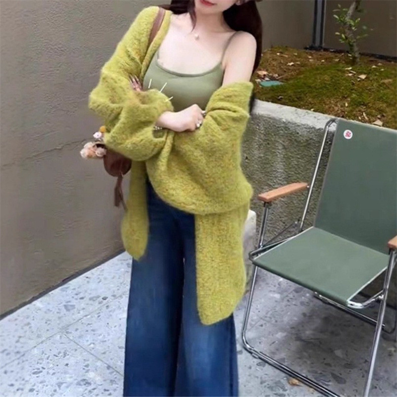 早秋韩系氛围感纯色灯笼袖毛衣女高级感慵懒风显瘦大码针织衫|undefined
